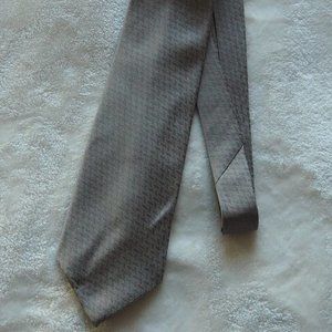 Donna Karan Signature collection Silk Tie -- tan, herringbone -- Made in USA